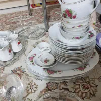 بشقاب و سرویس کامل گل سرخ قدیم