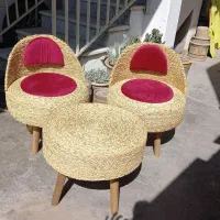 میز صندلی حصیری