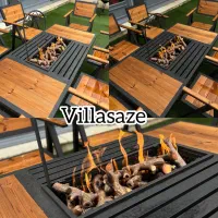 میز‌وصندلی باغی/میز اتشکده دو حالته دو طرف چوب