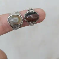 انگشتر جزع یمنی ابر و بادی طبیعی با باباقوری