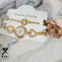 ساعت کارشده پر از نگین  ب همراه دستبند زیر قیمت|ساعت|قم, شاد قلی|دیوار