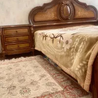 تخت دو نفره منبت‌کاری و معرق‌کاری و تشک طبی ترک|تخت و سرویس خواب|تهران, نیروی هوایی (پیروزی)|دیوار