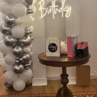 ریسه بادکنک تولد سفید و نقره ای