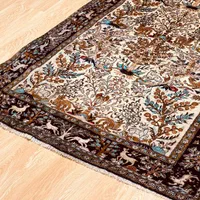 فرش تمام ابریشم دستباف کرم حاشیه سورمه ای|فرش|تهران, سلسبیل جنوبی|دیوار