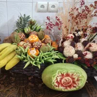 یلدایی عروس حکاکی هندوانه و میوه ارایی|خدمات پذیرایی، مراسم|کاشان, دشت چال|دیوار