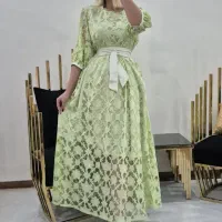 پیراهن مجلسی با توربان ست دانتل سایز ۳۸ تا ۴۴