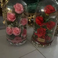 دو‌عدد گل شیشه ای مصنوعی قرمز و‌صورتی|گل مصنوعی|تهران, ونک|دیوار