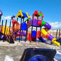 مجموعه بازی پارکی لوازم مبلمان شهری تاب سرسره سطل