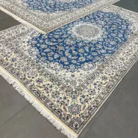 فرش دستباف (بساک)جفت ۶ متری ۹لا ابی کرک ابریشم|فرش|مشکیندشت, |دیوار