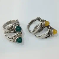 رکاب کفتری عقیق زرد عقیق سبز