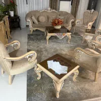 سرویس کامل مبل استیل ۷ نفره + میز ناهارخوری ۸ نفره