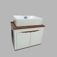 روشویی ۰۰۵ روکار ۶۰×۴۰ چوبی سفید با سنگ سفید