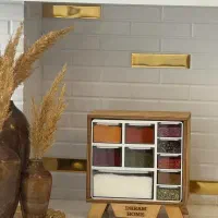 استند جا ادویه کشو دار چوبی|ظروف نگهدارنده، پلاستیکی، یک‌بارمصرف|آفتاب, |دیوار