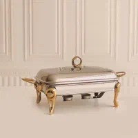 سوفله پذیرایی استیل طلایی نقره ای|ظروف سرو و پذیرایی|مشهد, زمرد|دیوار