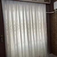 پرده مروارید دوزی شده همراه با زیر پرده ای|پرده، رانر، رومیزی|بندر انزلی, کلیور|دیوار