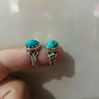 دوتا انگشتر نقره قدیمی با سنگ فیروزه نیشابور