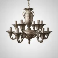 لوستر برنجی ۶ شاخه با ۱۲ روشنایی کاملا سالم|لوستر و چراغ آویز|اشکذر, |دیوار