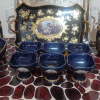 ظروف چینی سرمه ای طلایی