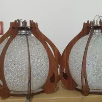 لوستر مدل اسپرت که شیشه وچوب