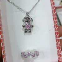 ست گردنبند و انگشتر تک نگین کیوت