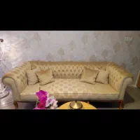 کاناپه چستر فرانسوی ،چوب تمام راش و پارچه ترک