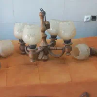 لوستر چوبی  ۴ شعله ومیز تلویزیون|لوستر و چراغ آویز|همدان, |دیوار