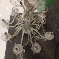 لوستر طلایی و شیشه ای|لوستر و چراغ آویز|اندیشه, شهرک صدف|دیوار