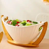دو عدد سالاد خوری پایه چوبی ، سایز بزرگ ،کاملا نو|ظروف سرو و پذیرایی|تهران, ارم|دیوار