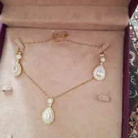 نیم ست استیل کپی جواهر رنگ ثابت