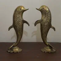 مجسمه دلفین برنجی برنزی دو عددی