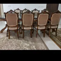 میزنهارخوری ۸نفره تمام چوب باشیشه ۸میل