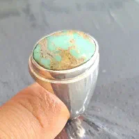انگشتر فیروزه نیشابور اصل با رکاب نقره ۹۲۵