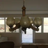 لوستر چوبی کلاسیک ۵شعله|لوستر و چراغ آویز|ابهر, |دیوار