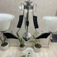 دو عدد لوستر استیل و چوب درحد نو