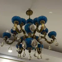 دو عدد لوستر ۱۲ شعله چشمه نور برنز