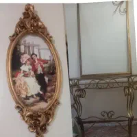آیینه کنسول دیواری تابلومخمل دکوری تزیینی آنتیک