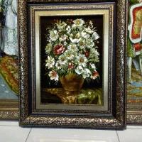 تابلو فرش گل وگلدان  بابونه