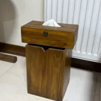 جا دستمال کاغذی و سطل چوبی
