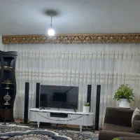 دو عدد پرده حریر طرح دار