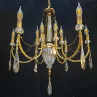 لوستر کریستالی نئوکلاسیک ۵ شاخه تمام برنج