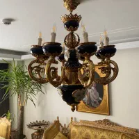لوستر برنزی آنتیک ۸ شاخه خاص و کلکسیونی|لوستر و چراغ آویز|تهران, تهرانپارس غربی|دیوار