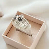 انگشتر نقره ای چند تایی نگینی مدل1 چند رنگ