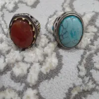 انگشتر فیروزه شجری .و انگشتر عقیق یمنی