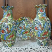 گلدان آنتیک گل مرغی اوزاکا ژاپن