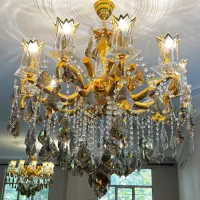 لوستر کلاسیک کریستالی برنز طلایی