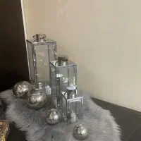 فانوس ۳ تایی دکوری گوی تمام استیل مناسب جهیزیه