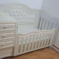 تخت خواب کودک با تشک در حد نو|تخت و سرویس خواب|مرند, |دیوار