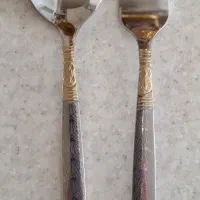 ۴دست قاشق وچنگال غذا خوری طرح اناناسی سیلور طلایی|کلکسیون و سرگرمی|تهران, گمرک|دیوار