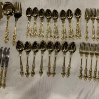 سرویس ۵۴ پارچه قاشق و چنگال با آب کاری طلا