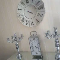 میز کنسول آینه ای و ساعت دیواری آینه ای شیک|بوفه، ویترین، کنسول|چهاردانگه (تهران), |دیوار